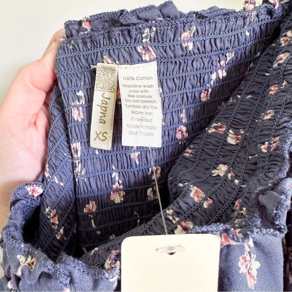 NWT Japna Blue Floral Strapless Cropped Flare Leg Boho Jumpsuit sz XS - Picture 9 of 10